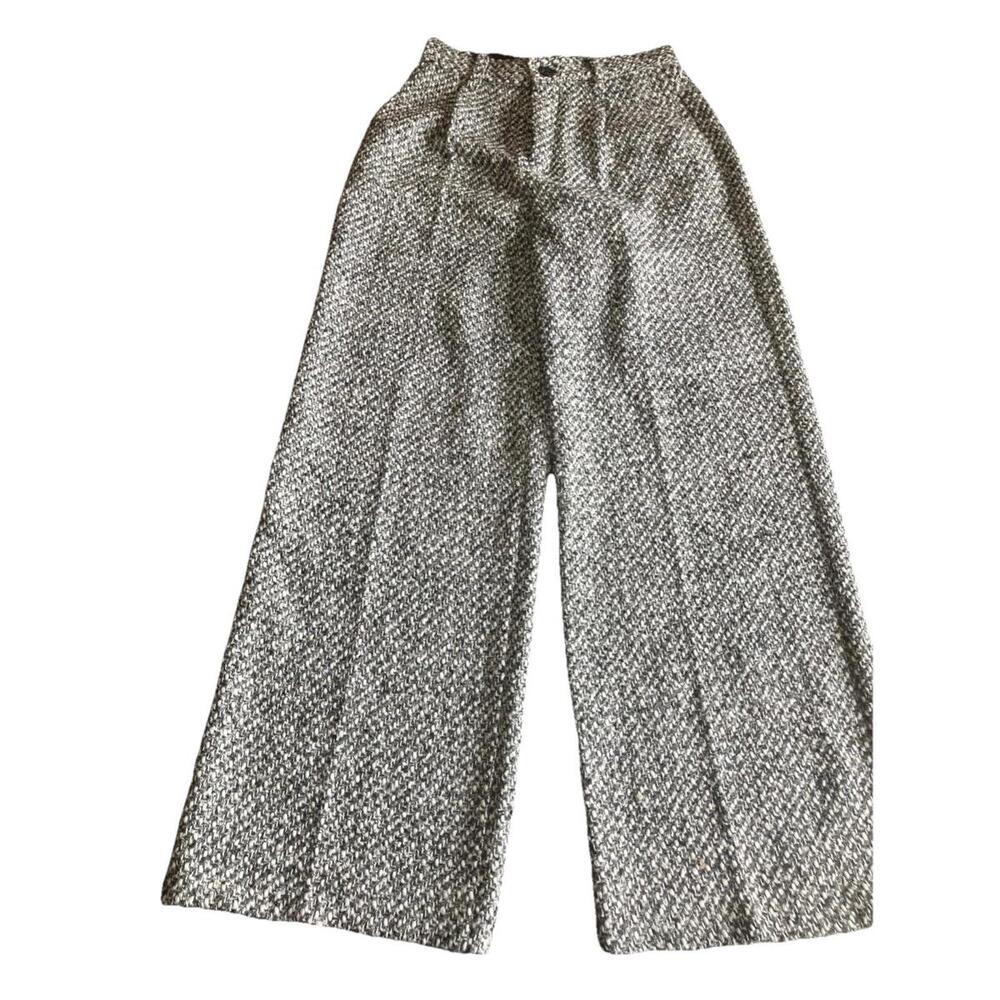 Commense Black and White Patterned Wide-Leg Pants